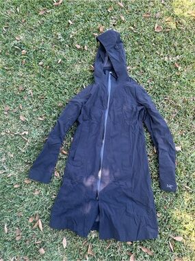 Arc'teryx Black Hooded Long Trench Coat